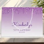 Glitter Drip 50th Birthday Purple<br><div class="desc">This chic 50th birthday party gift bag features a sparkly purple faux glitter drip border and purple ombre background. Personalise it with her name in handwriting script,  along with her birthday and date below.</div>