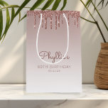Glitter Drip 80th Birthday Rose Gold Medium Gift Bag<br><div class="desc">This chic 80th birthday party gift bag features a sparkly rose gold faux glitter drip border and rose gold ombre background. Personalise it with her name in handwriting script,  along with her birthday and date below.</div>