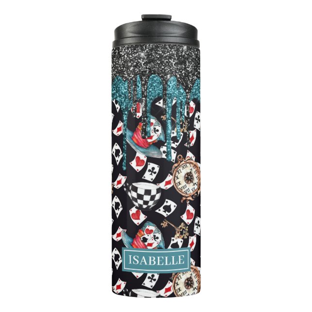 Glitter Drip Alice In Wonderland Thermal Tumbler (Front)