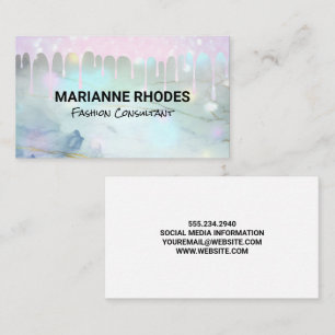 Glitter Drip Bokeh   Marble Business Card