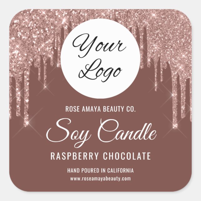 Glitter Drip Candle Beauty Product Label Sticker (Front)