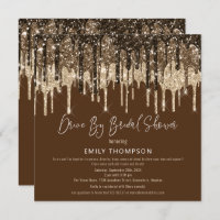 Glitter Drip Gold Brown Drive By Bridal Shower