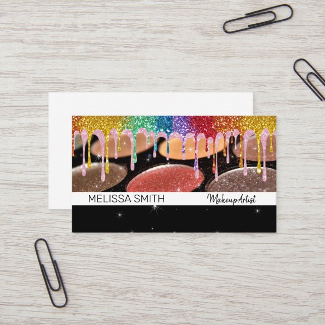 Glitter Drip | Makeup Palette  Business Card (Front/Back In Situ)