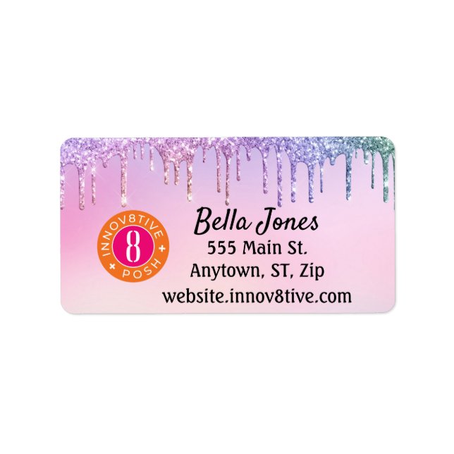 Glitter Drip Pastel Innov8tive + Posh Address Label (Front)