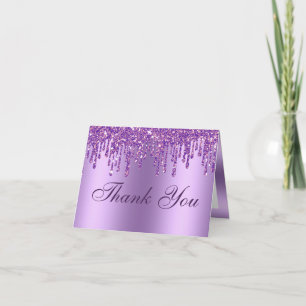 Glitter Drip Purple Baby Feet Thank You Card