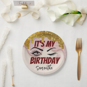 Glitter Drips Birthday 18th   21st   30th   50th   Paper Plate