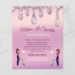 Glitter Drips Cartoon Maid Cleaning Service Flyer<br><div class="desc">Glitter Drips Cartoon Maid Cleaning Services Business Flyers. Stand out and attract more clients with these cute cleaning business flyers.  Personalise them to make them your very own.</div>