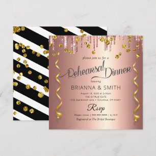 Glitter Drips Elegant Rehearsal Dinner Invitation