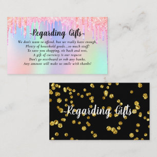 Glitter Drips Honeymoon Fund bridal shower wedding Enclosure Card
