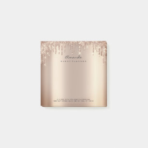Glitter Drips Pink Rose Gold Name Adress Sparkly Post-it Notes