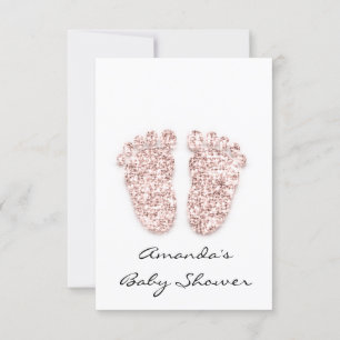 Glitter Drips Rose Baby Girl Boy  Shower Feet Invitation