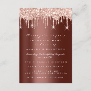 Glitter Drips Rose Brown Bridal Wedding Sweet 16th Invitation
