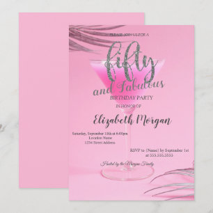   Glitter Drips Rose Gold 50th Birthday Party  Invitation