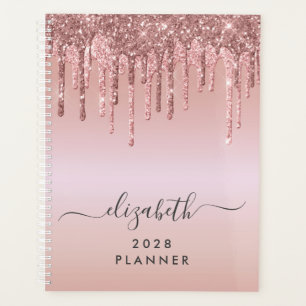 Glitter Drips Rose Gold Personalised Planner