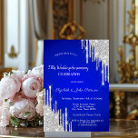Glitter Drips Royal Blue Wedding Anniversary Invitation<br><div class="desc">A modern,  chic,  and glamourous with silver glitter drips on a royal blue background.</div>