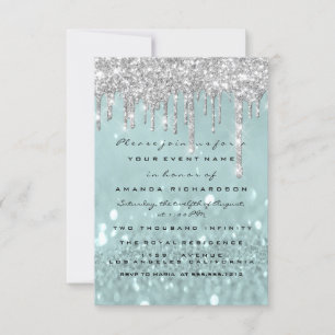 Glitter Drips Silver Smoky Bridal Sweet 16th Invitation