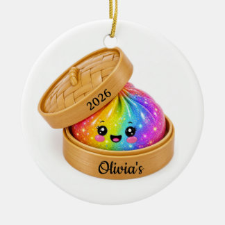 Glitter Dumpling Ornament Bamboo Steamer 2026