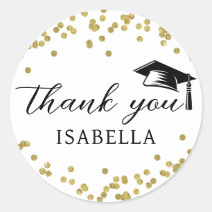 Glitter Dust Confetti Graduation Thank You Classic Round Sticker