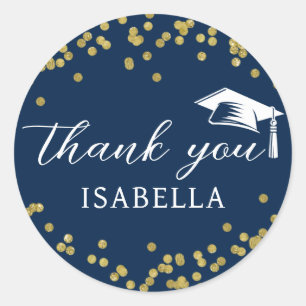 Glitter Dust Confetti Graduation Thank You Classic Round Sticker