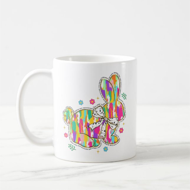Glitter Easter Bunny Typography Coffee Mug (Left)
