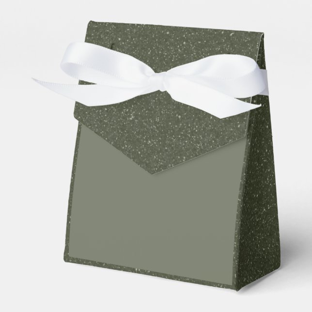 Glitter Edge Moss Green Favour Box – Custom (Front Side)
