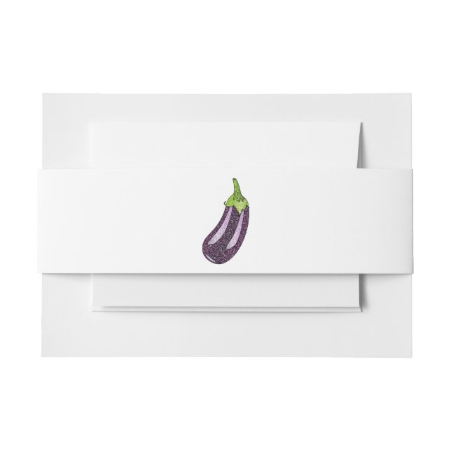 Glitter Eggplant Invitation Belly Band (Front Example)