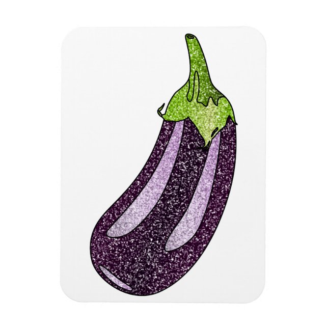 Glitter Eggplant Magnet (Vertical)