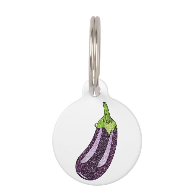 Glitter Eggplant Pet Tag (Front)