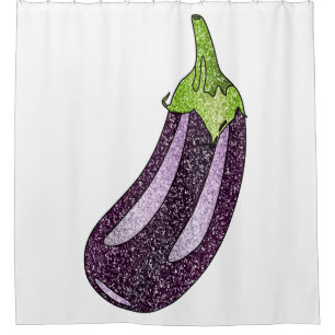 Glitter Eggplant Shower Curtain