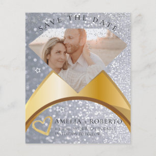 Glitter Elegant Ring Save The Date Photo Card