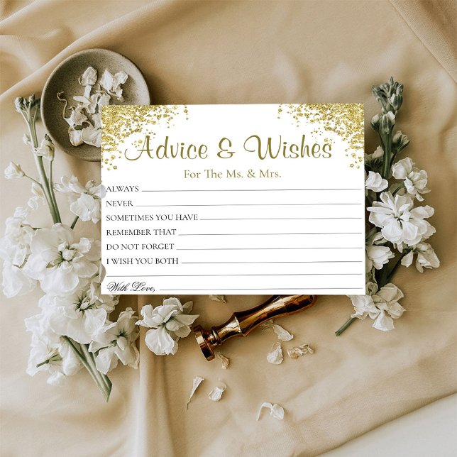 Glitter Elegant Wedding Advice Wishes Cards (Creator Uploaded)