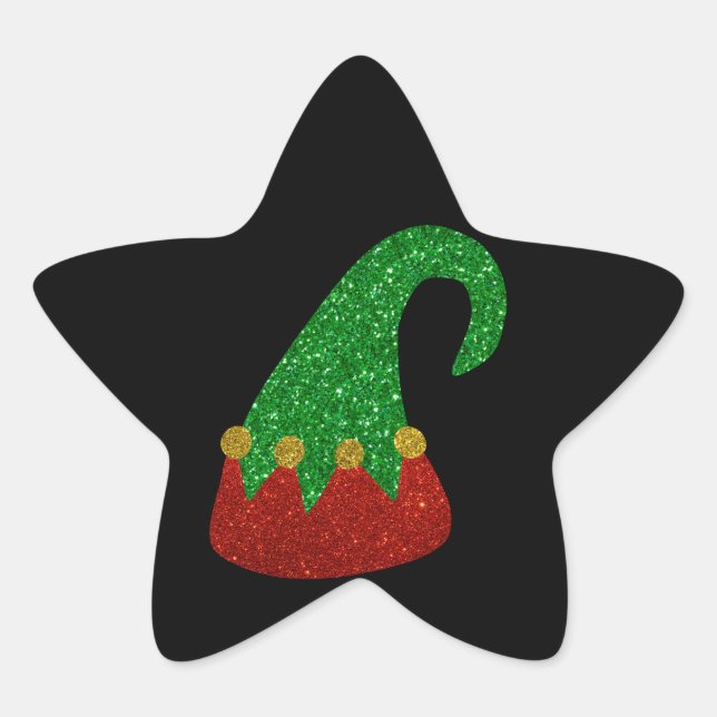 Glitter Elf Hat Star Sticker (Front)