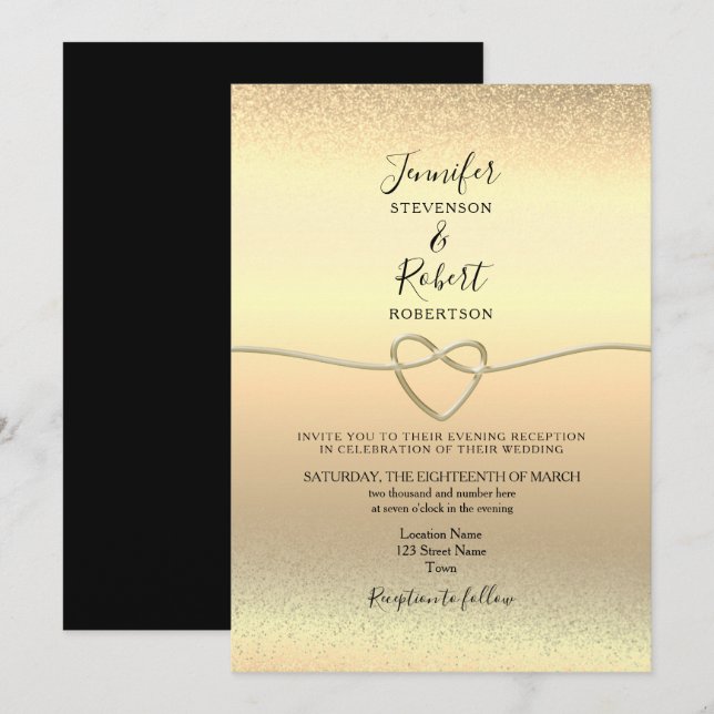 Glitter Evening Reception Wedding Invitation (Front/Back)