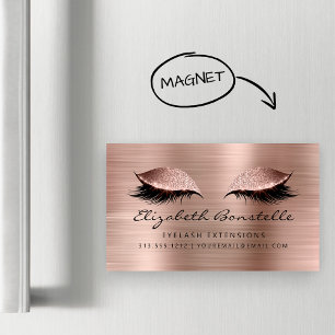 Glitter Eyes Metallic Aesthetician Rose Gold Black Magnetic Business Card