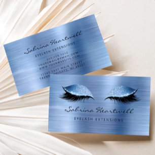 Glitter Eyes Pale Blue Metallic Lash Extension Business Card