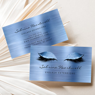 Glitter Eyes Pale Blue Metallic Lash Extension Business Card