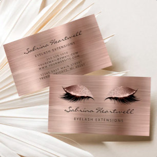 Glitter Eyes Rose Gold Metallic Lash Extension Business Card