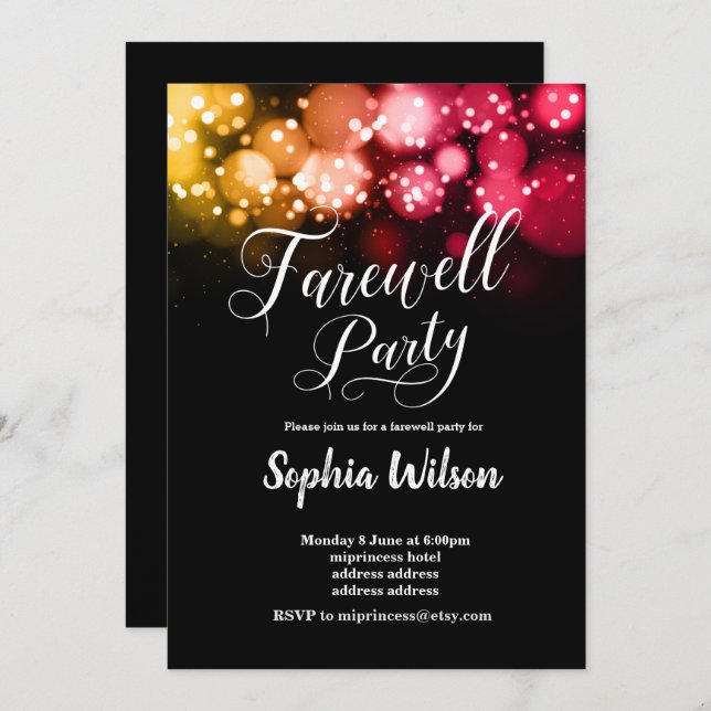 glitter Farewell Party invite (Front/Back)
