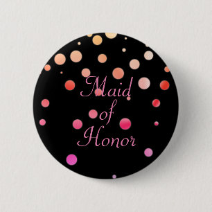 Glitter Faux Foil Confetti Dots Maid of Honor 6 Cm Round Badge