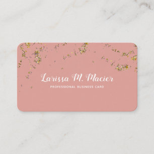 glitter (faux gold dots) + handwritten name pink business card
