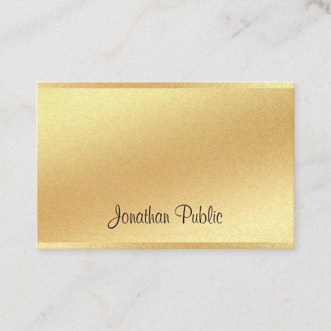 Glitter Faux Gold Excellent Look Hand Script Chic Business Card (Front)