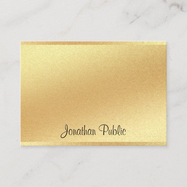 Glitter Faux Gold Hand Script Elegant Calligraphy Business Card (Front)