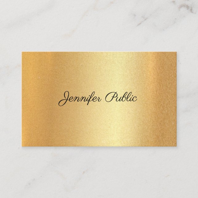 Glitter Faux Gold Handwritten Calligraphy Script Business Card (Front)