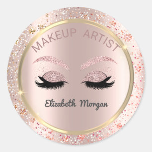 Glitter Faux Lashes,Confetti,Makeup Classic Round Sticker