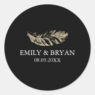 Glitter Feather Wedding Sticker
