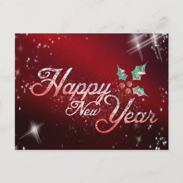 Glitter Fireworks Festival Happy New Year 2016 Holiday Postcard (Front)