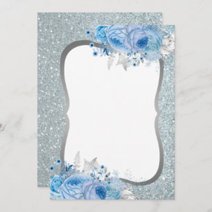 Glitter Floral Blank Invitation