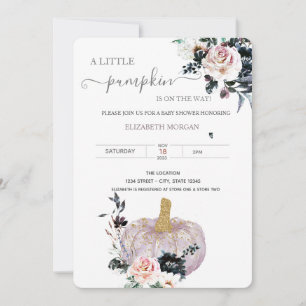 Glitter Floral Pumpkin Dots Baby Shower  Invitation