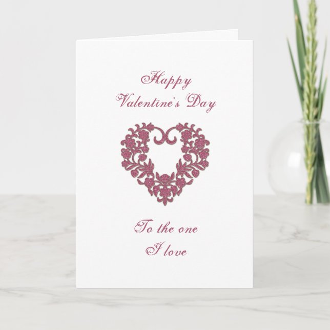 Glitter Flourish Valentine Greeting Card (Front)