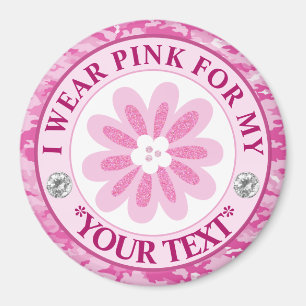 Glitter Flower Breast Cancer Awareness Design Magnet